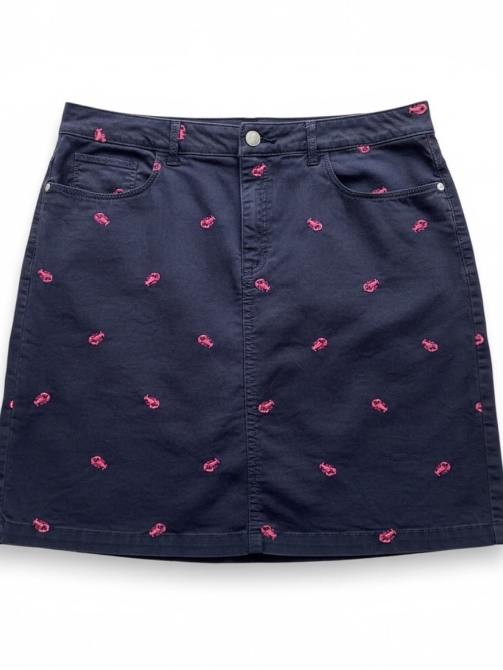 Women's Navy Size 8 Navy and Red Embroidered Lobster Skirt built in shorts